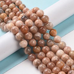 Sunstone Round Natural Sunstone Beads Strands, 8mm, Hole: 1mm, about 47pcs/strand, 15.4 inch.