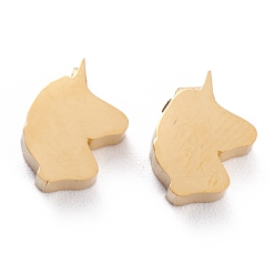 Golden Ion Plating(IP) 304 Stainless Steel Pendants, Horse Head, Golden, 11x8.5x3mm, Hole: 1.8mm