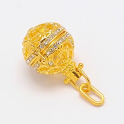 Золотой Подвески из латунной стразы, для ожерелья, без свинца, без никеля и без кадмия, золотые, 29x22 мм, отверстия: 9x4 mm, Внутренний диаметр: 16 mm
