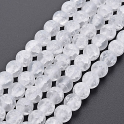 Clear Crackle Glass Beads Strands, Frosted, Round, Clear, 8mm, Hole: 1.2mm, about 50~51pcs/strand, 15.35 inch(39cm)