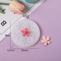 Flower DIY Silicone Molds, Fondant Molds, Resin Casting Molds, for Chocolate, Candy, UV Resin & Epoxy Resin Craft Making, White, Fondant Molds, Flower, 78x12mm