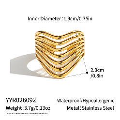 Real 18K Gold Plated Irregular 304 Stainless Steel Cuff Open Rings for Women, Real 18K Gold Plated, 20mm, Inner Diameter: 19mm