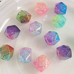 (52) Непрозрачная лаванда Прозрачных бусин акриловые треск, градиент цвета, кубические, разноцветные, 15.7x19x19 мм, отверстие : 3.5 мм
