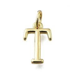 Letter T Латунные подвески, с целью перехода в кольце, долговечный, без свинца и без кадмия, стойки покрытие, реальный 18 k позолоченный, Письмо T, 12x8x2 мм, отверстие : 3 мм