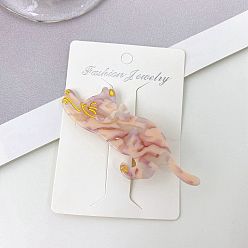 Темный Лосось Заколки для волос из кожи аллигатора в форме кошки из ацетата целлюлозы (смола), для женщин девушек, темный лосось, 80x35 мм