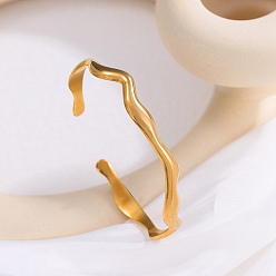 Золотой 304 женские браслеты-манжеты из нержавеющей стали, золотые, 1/4 дюйм (0.8 см), внутренний диаметр: 2-1/8 дюйм (5.3 см)