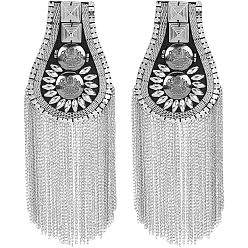 Металлический Чёрный & Платиновый Съемные железные погоны с кисточками, нагрудный знак в стиле панк, с тканевой фурнитурой и булавкой, металлический черный & платиновый, 190 мм, 2 шт / коробка