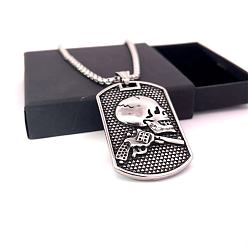 Нержавеющая Сталь Цвет Ожерелья из нержавеющей стали с подвеской в виде черепа пистолета для мужчин, цвет нержавеющей стали