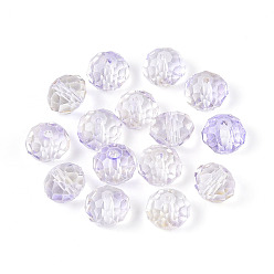 Фиолетовый Выпечка расписные прозрачные стеклянные бусины, рондель, граненые, фиолетовые, 9.5~10x7.5~8 мм, отверстие : 1.6 мм, Около 1085 шт / 1000 г