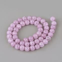 Plum Synthetic Crackle Quartz Beads Strands, Round, Dyed, Plum, 8mm, Hole: 1mm, about 50pcs/strand, 15.7 inch