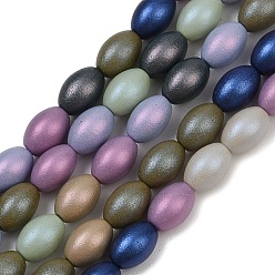 (52) Непрозрачная лаванда Выпечки нарисованных стеклянных бусин прядей, рис, разноцветные, 6.5~7x4.5~5 мм, отверстие : 0.5 мм, около 61 шт / нитка, 15.55'' (39.5 см)