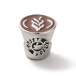 Нержавеющая Сталь Цвет 304 эмаль нержавеющей стали европейские шарики, бусины с большим отверстием, чашка кофе, цвет нержавеющей стали, 11.5x10.5 мм, отверстие : 4x4.5 мм