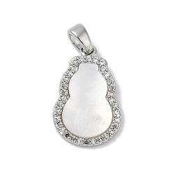 Платина Латунь с подвесками из ракушек и кубического циркония, платина, 19x12x3.5 мм, отверстие : 4x2 мм