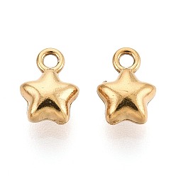 Настоящее золото 18K 304 подвески из нержавеющей стали, звезды прелести, ионное покрытие (ip), долговечный, реальный 18 k позолоченный, 7.5x5.5x3.5 мм, отверстие : 1.2 мм