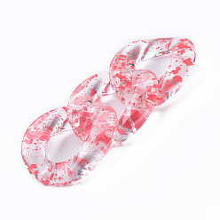 Light Coral Transparent Acrylic Linking Rings, Quick Link Connectors, for Curb Chains Making, Twist Oval, Light Coral, 39x29x7.5mm, Inner Diameter: 12x22mm