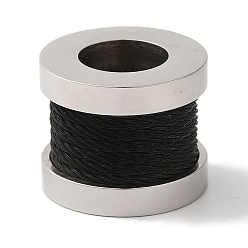 (52) Непрозрачная лаванда 304 из нержавеющей стали бусы, бусины с большим отверстием, Рифленые бусины, колонка, черная и нержавеющая сталь цвет, 17x14 мм, отверстие : 9 мм