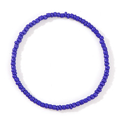 Сланцево-синий Стеклянный бисер стрейч браслеты, Браслеты дружбы для женщин, которые можно носить в несколько рядов., круглые, синевато-серый, 6.89 дюйм (17.5 см)