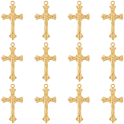 Golden 50Pcs Alloy Pendants, Crucifix Cross Charms, Golden, 36.5x21.5x2.5mm, Hole: 1.8mm