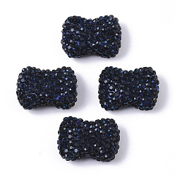 Capri Bleu Faits à la main en pâte polymère perles strass, bowknot, montana, pp 14 (2.0~2.1 mm), 15.5~16.5x22.5x8.5~9.5 mm, Trou: 1.6mm