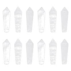 Хрусталь 12шт. натуральные кварцевые хрустальные бусины с острыми краями, бусины из горного хрусталя, пуля, неочищенные / без отверстий, 30.5x9x8 мм