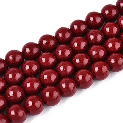 Темно-Красный Синтетический бирюзовый круглых бусин пряди, окрашенные, темно-красный, 8 мм, отверстие : 0.9~1.2 мм, около 49~50 шт / нитка, 13.78~14.17'' (35~36 см)