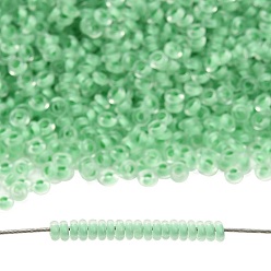 (975) Inside Color Crystal/Neon Sea Foam Lined Toho 11/0 полукруглые бусины, японский бисер, (975) внутри цветной кристалл / неоновая морская пена с подкладкой, 11/0, 2.2x0.9 мм, отверстие : 0.8 мм, Около 1733 шт / 10 г