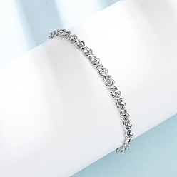 Нержавеющая Сталь Цвет 304 из нержавеющей стали цепи браслеты, звеньевые цепи для женщин, цвет нержавеющей стали, 6.69 дюйм (17 см)