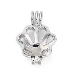 Shell Shape Подвески из бисера из сплава, Подвески в виде полой клетки для изготовления подвески в виде колокольчика, платина, формы раковины, 24x16.5x9 мм, отверстие : 5x3 мм