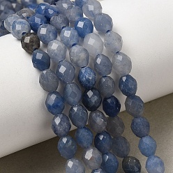 Синий Авантюрин Природные голубые авантюрин бисером пряди, граненые, рис, окрашенная и подогревом, 6~6.5x5~6 мм, отверстие : 1.2 мм, около 58~62 шт / нитка, 14.57''~14.76'' (37~37.5 см)
