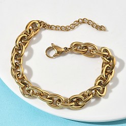 Золотой 304 женские браслеты-цепочки из нержавеющей стали, ионное покрытие (ip), долговечный, золотые, 7.48 дюйм (19 см)