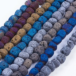 (52) Непрозрачная лаванда Гальваника из натуральных бусин из лавы, самородки, разноцветные, 8~11x8~11 мм, отверстие : 0.8 мм, около 39 шт / нитка, 15.16 дюйм (38.5 см)