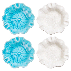 (52) Непрозрачная лаванда 4шт. 2цветные керамические подносы для демонстрации ювелирных изделий, декоративные пластины для колец, сережек, браслетов, форма листа лотоса, разноцветные, 10.1x2.35 см, 2 шт / цвет