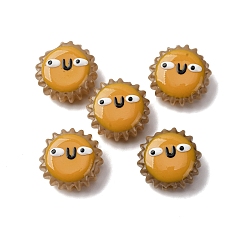 (932FM) Темно-синий аква-матовый с подкладкой Бусины из стеклянной эмали, окрашенные методом запекания, бусины ручной работы, подсолнечник с плоским круглым, темно-золотистые, 15.5x7.5 мм, отверстие : 1.2 мм