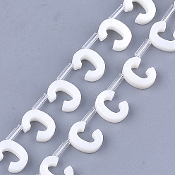 Letter C Естественных пресноводных стеклянные бусы, сверху просверленные бусы, белые, letter.c, 10x7.5x3 мм, отверстие : 0.8 мм