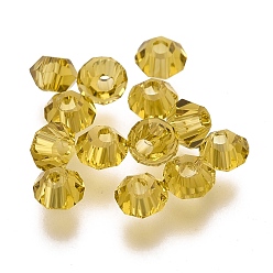Olive Imitation Austrian Crystal Beads, Grade AAA, Faceted, Bicone, Olive, 3x3mm, Hole: 0.7~0.9mm