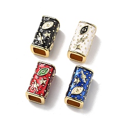 (52) Непрозрачная лаванда Латунь микропаве прозрачный кубический цирконий европейский бисер, бусины с большим отверстием, прямоугольник со звездой и глазом, с эмалью, стойки покрытие, без кадмия и без свинца, долговечный, разноцветные, 20x11x10 мм, отверстие : 7x7 мм