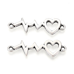 Античное Серебро Звенья / разъемы из сплава в тибетском стиле, сердцебиение, без кадмия и без свинца, античное серебро, 33x10x2 мм, отверстие : 1.5~1.6 мм, Около 806 шт / 1000 г