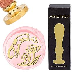 Cat Shape Латунные восковые печати с деревянной ручкой, для diy scrapbooking, форма кошки, 25 мм