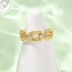 Настоящее золото 18K Открытые кольца манжеты из латуни с микропаве и кубическим цирконием, овальные, стойки покрытие, долговечный, без свинца и без кадмия, реальный 18 k позолоченный, 7 мм, внутренний диаметр: 17мм