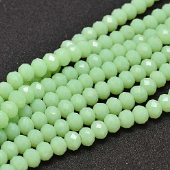 Light Green Glass Beads Strands, Faceted Rondelle , Light Green, 8x6mm, Hole: 1mm, about 70pcs/strand, 15.5 inch