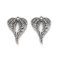 Античное Серебро Сплавочные подвески тибетского стиля, крылатые прелести, без кадмия и без свинца, античное серебро, 25x16x3 мм, отверстие : 1.6 мм