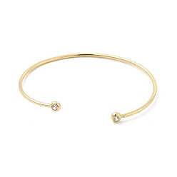 Золотой Открытый браслет-манжета из прозрачного кубического циркония, латунный браслет с крутящим моментом для женщин, золотые, внутренний диаметр: 1-3/4x2-1/4 дюйм (4.3x5.6 см)