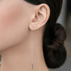 Серебро 925 Серебряные геометрические квадратные серьги-подвески с цирконами для женщин, стильные минималистичные украшения