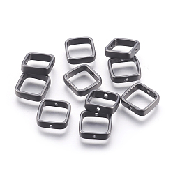 Матовый Черно-Металлический Цвет Латунной шариковой кадров, долговечный, без свинца, без кадмии и без никеля, квадратный, матовый металлический черный, 13x13x4 мм, отверстия: 1.4 mm, Внутренний размер: 10 mm