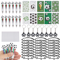 Mixed Color DIY Gift Kits, including Acrylic Beaded Bracelets, Silicone Keychains, Paper Notebook and Plastic & Silicone Football 4-in-1 Ballpoint Pen, Mixed Color, 80~81mm