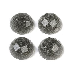 Темно-серый Полупрозрачная эпоксидная смола, блестящая пудра, декодирование кабошонов, граненый полукруглый / купол, темно-серый, 19.5x9 мм