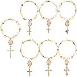 Золотой 7 шт 7 стили сплав кристалл горный хрусталь подвеска украшения, овал с изображением Девы Марии и креста, золотые, 238~251 мм