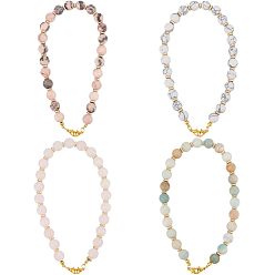 Gemstone Круглые драгоценные камни и плоские круглые пластиковые бусины ccb для телефона, ремешки для браслетов, украшение мобильных аксессуаров, 310~335 мм, 4 цветов, 1 шт / цвет, 4 шт / коробка