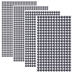 Black 4 Sheets 4 Styles Acrylic Imitation Pearl Stickers Paper Sheets for Craft, Half Round, Rhinestone Stickers, Black, 152x95x1.2mm, Flat Round: 3~6mm, 1sheet/style