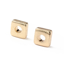 Golden Brass Beads, Long-Lasting Plated, Square, Golden, 3x3x1mm, Hole: 1mm